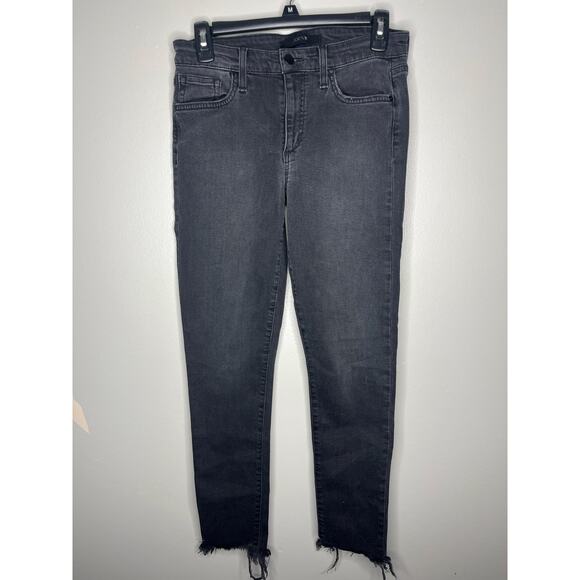 Joes Jeans Black High Rise Raw Hem Skinny Ankle Denim Stretch Jeans Size 28 - Picture 2 of 7